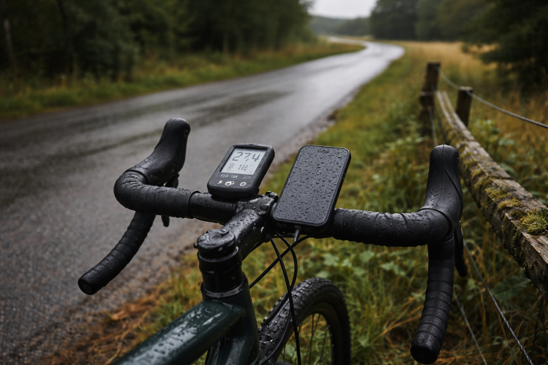 Den dag min telefon døde på Djursland og jeg indrømmede at cykelcomputer giver mening